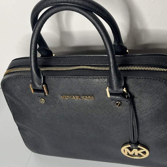 Michael Kors Satchel Black Saffiano Leather Bag, Cindy Large Dome - EUC - Picture 2 of 12